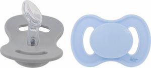 Cumlík, ortodontický silikón, 2ks, Lullaby Planet, 0-6m, modrá/šedá