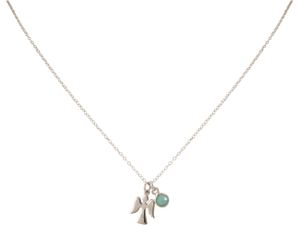 Gemshine - Damen - Halskette - Anhänger - Engel - Schutzengel - 925 Silber - Chalcedon - Grün - Meeresgrün - 1,3 cm