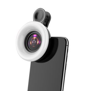 wiederaufladbare Clip-on 15x LED Photography Selfie Telefon Makroobjektiv Füllung Licht-Schwarz