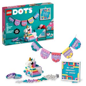 LEGO 41962 DOTS Einhorn Familienkreativset, Spielzeug Bastelset mit Schmuckkästchen, 2x Armband, Message Board und Party-Deko, Spielzeug
