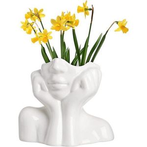 Dekovase Kopf Gesicht Vase Blumenvase Keramikvasen Für Moderne Home Decor(L）