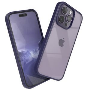 EAZY CASE Clear Hybrid Bumper Hülle kompatibel mit Apple iPhone 14 Pro, Handyhülle mit Aufprallschutz, Stoßfest, Kratzfest, dünne Schutzhülle mit Kameraschutz, Handy Case, Lila