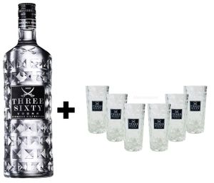 Three Sixty Set Geschenkset ? Three Sixty Vodka Wodka 700ml (37,5% Vol) + 6x Shotgläser Glas 2 und 4cl geeicht- [Enthält Sulfite]