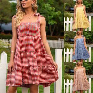 Damen Sommer Gestreiften Strandrock Mode Spitze Kleid,Farbe: Rot,Größe:L