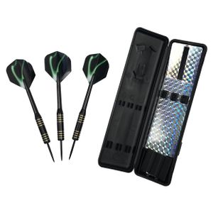 L.A. Sports Deluxe Dart-Set 3 x Steel-Darts 18g Dart-Pfeile mit Metallspitze Kunststoff Box