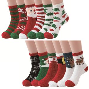 Weihnachtssocken 12 Paare, Kuschelsocken Weihnachten, Flauschige Socken, Adventskalender Socken Damen, Geschenk Weihnachtssocken, Bettsocken