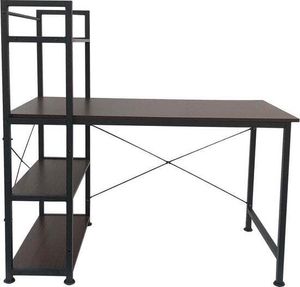 VDD Industrial Vintage Design Schreibtisch Computertisch Stabil - 3 Ablagefächer - Industrie Vintage Braun - Metall Holz