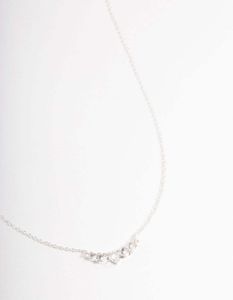 Silver Diamante Curve Bar Necklace