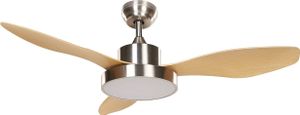 BELIANI Stropný ventilátor so svetlom strieborný svetlé drevo syntetický materiál diaľkové ovládanie 6 rýchlostí 3 teploty svetla