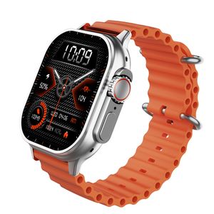 GN8/GN9 2,01palcové chytré hodinky s TFT displejem, vodotěsnost IP67 | BT5.0 | 100 dní v pohotovostním režimu | monitorování spánku | přehrávání hudby | sportovní režim, stříbrný rámeček + oranžový řemínek