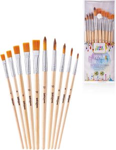 BON&BENE Pinsel-Set Größe 4 bis 12 für Wasserfarben, Acryl & Ölfarben 10 Stück