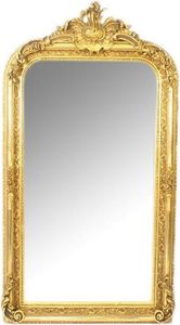 Casa Padrino Barock Wandspiegel Gold 70 x H. 140 cm - Prunkvoller Barock Spiegel mit Holzrahmen und wunderschönen Verzierungen