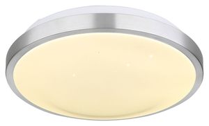 Globo Lighting Deckenleuchte Aluminium Gebürstet, Acryl opal sparkle, Sensor inkl., IP44, Leuchte schaltet nach 30 Sekunden aus, ø: 300mm, H: 90mm, inkl. LED 18W 230V, 2300lm Source, 1050lm Output, 4000K