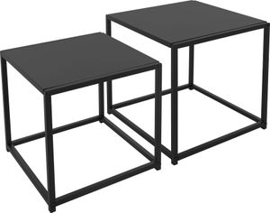ML-Design Beistelltisch Quadratisch 2er Set, Schwarz matt, aus Metall, Industriedesign, Couchtisch Satztische Wohnzimmertische Sofatische Kaffeetische