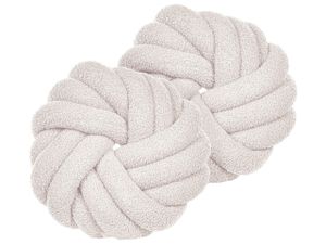 BELIANI 2er-Set Knotenkissen Weiß Bouclé 31 x 31 cm Plüsch Geflecht dekorativ Modern