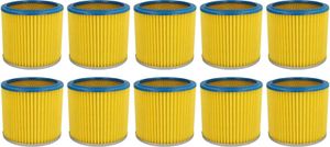 vhbw 10x Faltenfilter kompatibel mit Parkside PNTS 30/8 E, 30/7 E, 30/6 S, 30/7, 30/7(E/S), 30/8, 30/8(E/S) Staubsauger - Patronenfilter, Blau Gelb