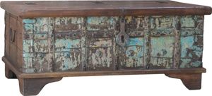 Vintage Holzbox,Holztruhe, Couchtisch, Kaffeetisch aus Massivholz, Verziert - Modell 56, Mehrfarbig, 42*97*61 cm, Truhen, Kisten, Koffer