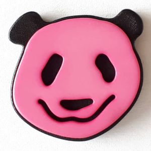 Kinderknopf lustiger Pandabär mit Öse  Farben allgemein: Pink, Durchmesser: 22 mm