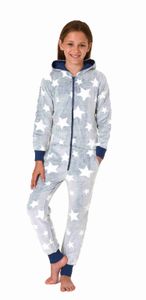 Mädchen Schlafanzug Jumpsuit Overall in Sterneoptik aus kuschelig warmen