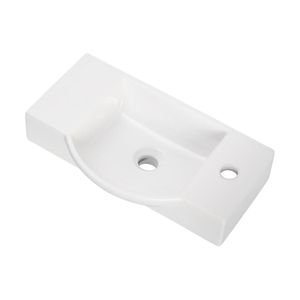 FACKELMANN Keramikbecken Gäste-WC / Waschtisch aus Keramik / Maße (B x H x T): ca. 54,5 x 10,5 x 32 cm / hochwertiges Becken fürs Badezimmer und WC / Armatur rechts / Farbe: Weiß / Breite: 54,5 cm