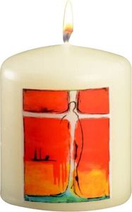 Osterkerze modernes Ostersymbol orange, ohne Jahreszahl 60 x Ø 50 mm