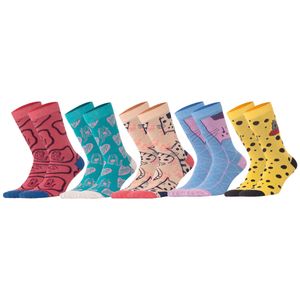 Biggdesign Cats Damen Socken Set, lustige Damensocken für jeden Anlass, extrem weich, Baumwolle, Kuschelsocken mit verschiedenen Mustern, Größe 36-40, 5er Pack