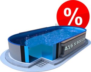 Stahlwandpool Oval Ibiza 416 x 800 x 120 cm Blau