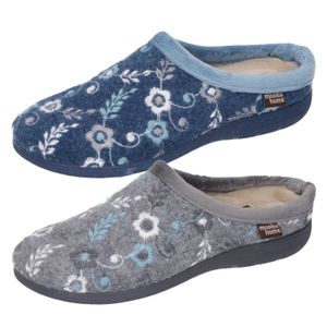 Manitu Damen Hausschuhe Pantoffeln Filz Warmfutter 320679, Größe:41 EU, Farbe:Blau