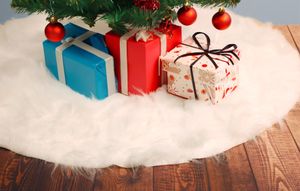 Kožušinová deka na vianočný stromček - Ø 80 cm - Základňa na vianočný stromček biela - Vianočná sukňa na stromček Koberec na jedľu