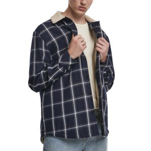 Bunda Urban Classics Sherpa Lined Shirt Jacket navy/wht - 5XL