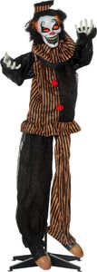 Outsunny 1,7m Halloween Dekoration Horror-Clown mit Spezialeffekten und Soundfunktion rote Augen mit Leuchtern Gruselige Clown