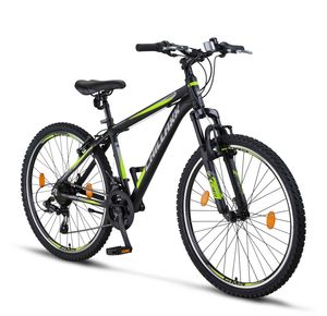 Chillaxx Bike Legend 24,26,27.5  und 29 Zoll Mountainbike MTB Fahrrad für Jungen, Mädchen, Herren und Damen - 21 Gang-Schaltung - Herrenrad-Damenrad-MTB-ALU, Farbe:Schwarz-Lime V-Bremse, Größe:26 Zoll
