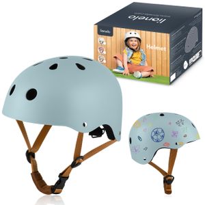 Kask ochronny LIONELO dla dzieci Kask regulowany 50-56 cm, osłona podbródka, kask z certyfikatem Intertek dla dziewczynek i chłopców, rozmiar S - niebieski