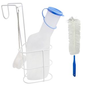 Medi-Inn Urinflasche PP 1000 ml für Männer milchig | mit Betthalter und Reinigungsbürste