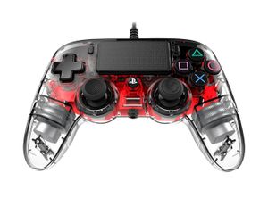 NACON PS4OFCPADCLRED herní periferie Červená, průhledná USB analogový/digitální gamepad PC, PlayStation 4 NACON Barva produktu: Červená, průhledná, Typ zařízení: Gamepad, Technologie připojení: Kabelové, Napájení: Kabel, Rozhraní zařízení: USB, Podporované herní platformy: Kompatibilní s herními platformami: PC, PlayStation 4