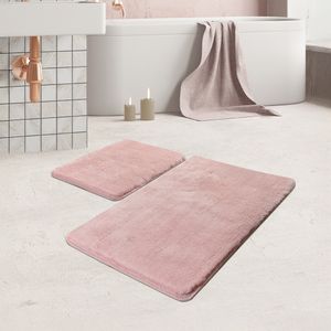 Bosdela Badezimmerteppich Set - 60x100 cm + 50x60 cm (2-teilig)Pink