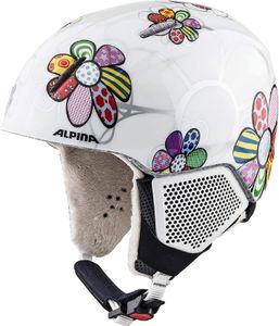 Alpina Kinder Skihelm Ski Helm Carat LX weiss multicolor patchwork-flowers, Größe:51-55