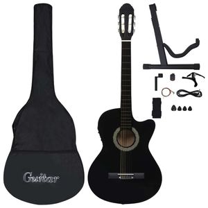 vidaXL 12-tlg. Western Gitarren-Set mit Equalizer und 6 Saiten Schwarz