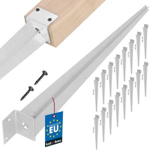 KOTARBAU® 16er Set Pfostenträger zum Einschlagen L 60 x 500 mm Idealer Träger für Konstruktionen Verzinkt