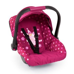 Bayer Design 67967AA Autosedačka pre bábiky EasyGo, príslušenstvo pre bábiky, vhodná do kočíka pre bábiky Vario, s poťahom, bordová s moderným vzorom, 46 cm