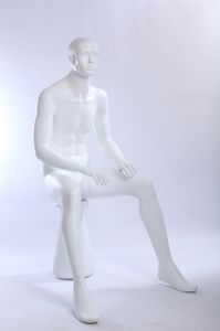 QT10-6 Mann sitzend männliche abstrakte weiß Matt lackierte Schaufensterpuppe Schaufensterfigur