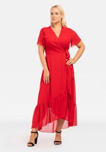 GRACE Kleid elegant mit Rüsche rot 42/44