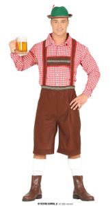 Tiroler Lederhose Hemd  Kostüm für Herren Karneval Fasching Oktoberfest Bayern Gr. M/L, Größe:L