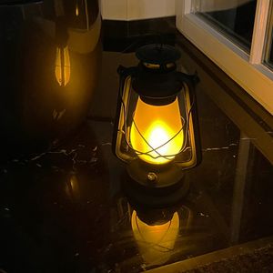 Outdoor LED Laterne Lampe für Außen Metall Glas Schwarz Batterie Ø18xH31cm Dimmbar