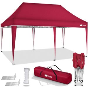 tillvex Pavillon 3x6m Rot wasserdicht | Pop-Up Faltpavillon höhenverstellbar | Gartenzelt UV Schutz 50+ | Partyzelt mit Tasche für Garten