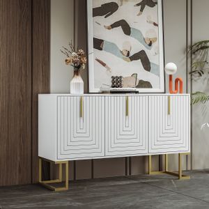okwish Kommoden Modernes 3-türiges Sideboard mit verstellbaren Regalen Kommode, Weiß okwish Kommoden Modernes 3-türiges Sideboard mit verstellbaren Regalen Kommode, Weiß