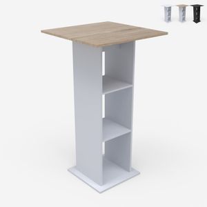 hoher Tisch 60x60cm Esszimmer Beistelltisch mit 3 Regaleböden  Sunet