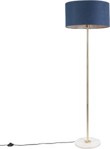 QAZQA - Modern Messing Stehlampe mit blauem Schirm 50 cm - Kaso I Wohnzimmer I Schlafzimmer - Stahl Rund - LED geeignet E27 QAZQA - Modern Messing Stehlampe mit blauem Schirm 50 cm - Kaso I Wohnzimmer I Schlafzimmer - Stahl Rund - LED geeignet E27