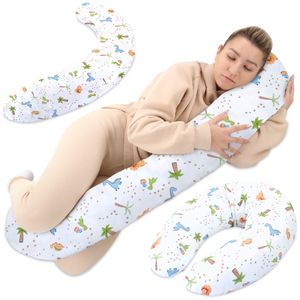 Stillkissen xxl Seitenschläferkissen Baumwolle - Pregnancy Pillow Schwangerschaftskissen Lagerungskissen Erwachsene 165x70 cm Dinosaurier