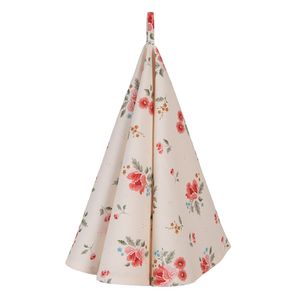 Clayre & Eef Geschirrtuch Ø 80 cm Beige Baumwolle Rund Rosen